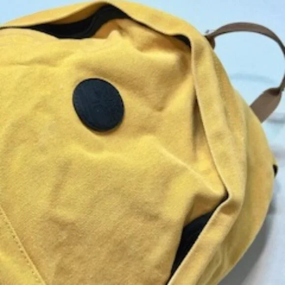 Timberland Backpack Double Strap Logo Front Pocket Mustard Yellow Black Accents - Picture 2 of 16